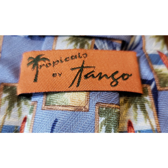 Tropicals By Tango Men's Blur Silk Beach Palm Trees Summer Waves Necktie Tie - Picture 3 of 7